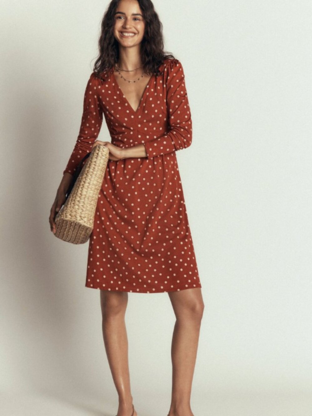 Boden Briony Jersey Short Dress Brown/Orange NWT